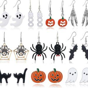 Halloween Earrings for Women Skeleton Spider Pumpkin Ghost Bat Dangle Earrings S